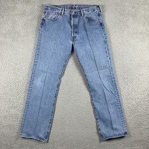 Levis Jeans Mens 36x32 (Fits 33x29) Blue 501 Button Fly Regular Straight Leg